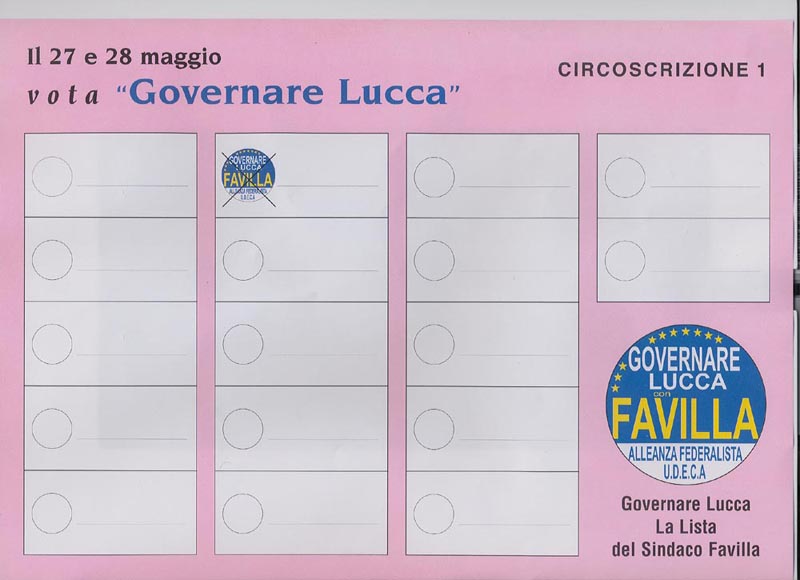 facsimile scheda elettorale Circoscrizione n.1