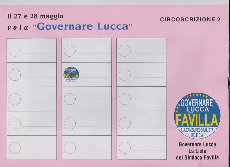 facsimile scheda elettorale Circoscrizione n.2