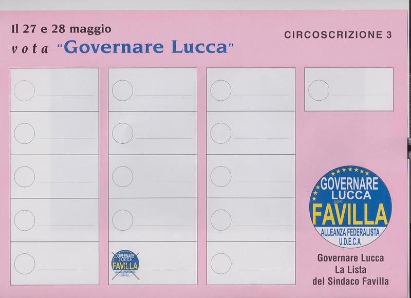 facsimile scheda elettorale Circoscrizione n.3