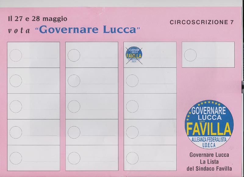 facsimile scheda elettorale Circoscrizione n.7
