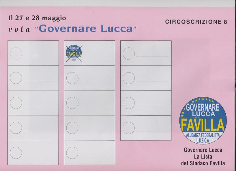 facsimile scheda elettorale Circoscrizione n.8
